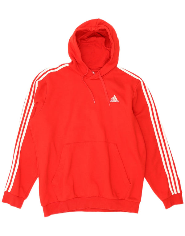 Adidas Mens Hoodie Jumper XL Red Polyester