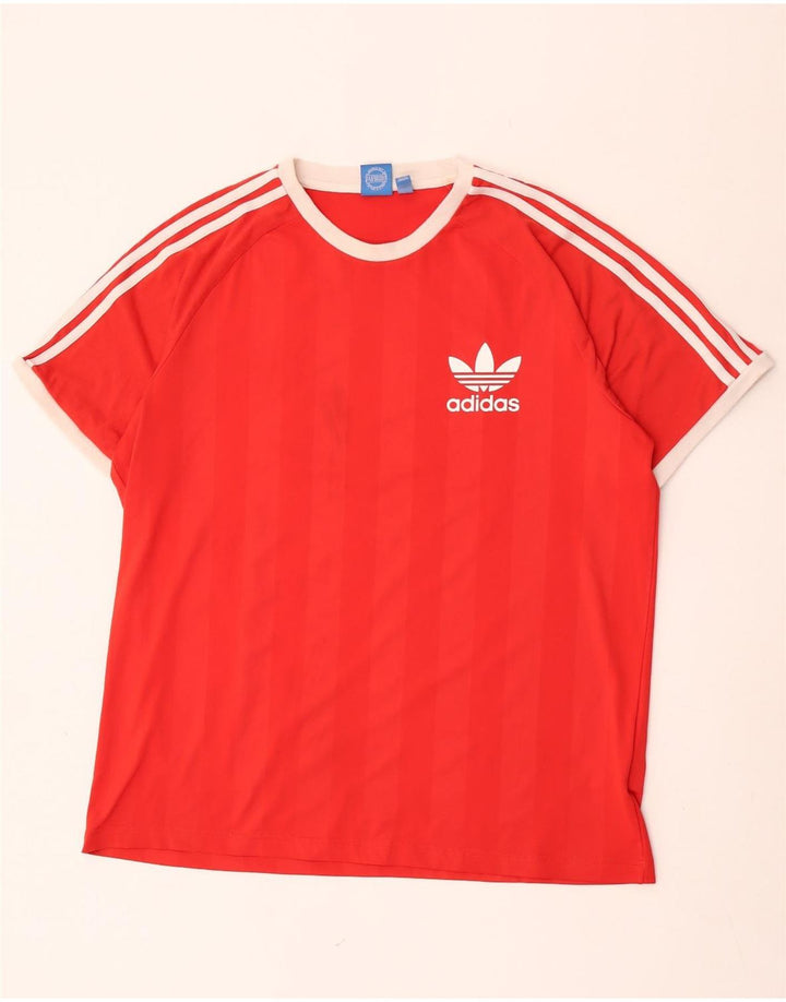 Adidas Męska koszulka Top XL z poliestru w czerwone paski