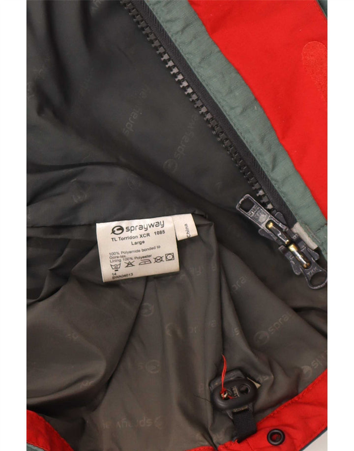 Męska kurtka przeciwdeszczowa Sprayway Gore-Tex UK 40, duża, zielona poliamid z blokami kolorów