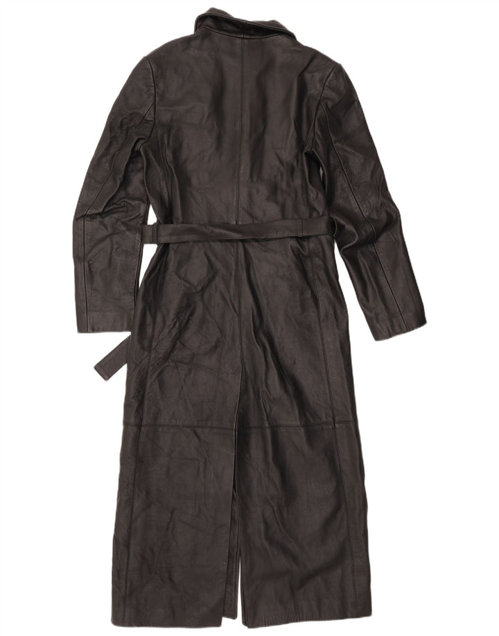 VINTAGE damski płaszcz skórzany UK 10 mały czarny