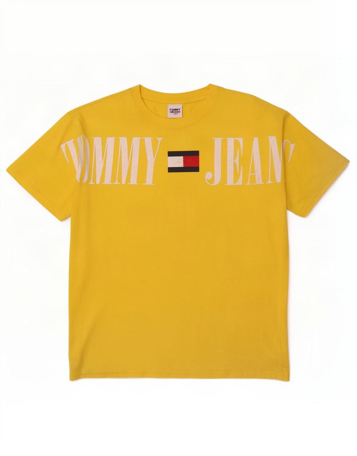 Męska koszulka z grafiką Tommy Hilfiger, średnia żółta bawełna