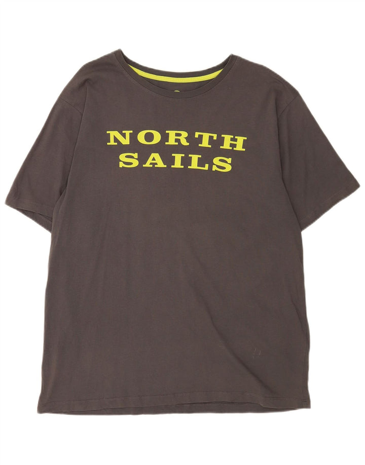 Męski T-shirt z grafiką NORTH SAILS Top XL, szara bawełna