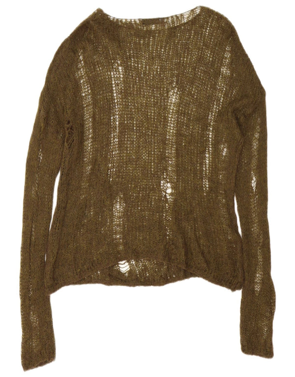 Sweter damski Zara w trudnej sytuacji, o luźnym kroju z dekoltem w łódkę, UK 10, mały zielony