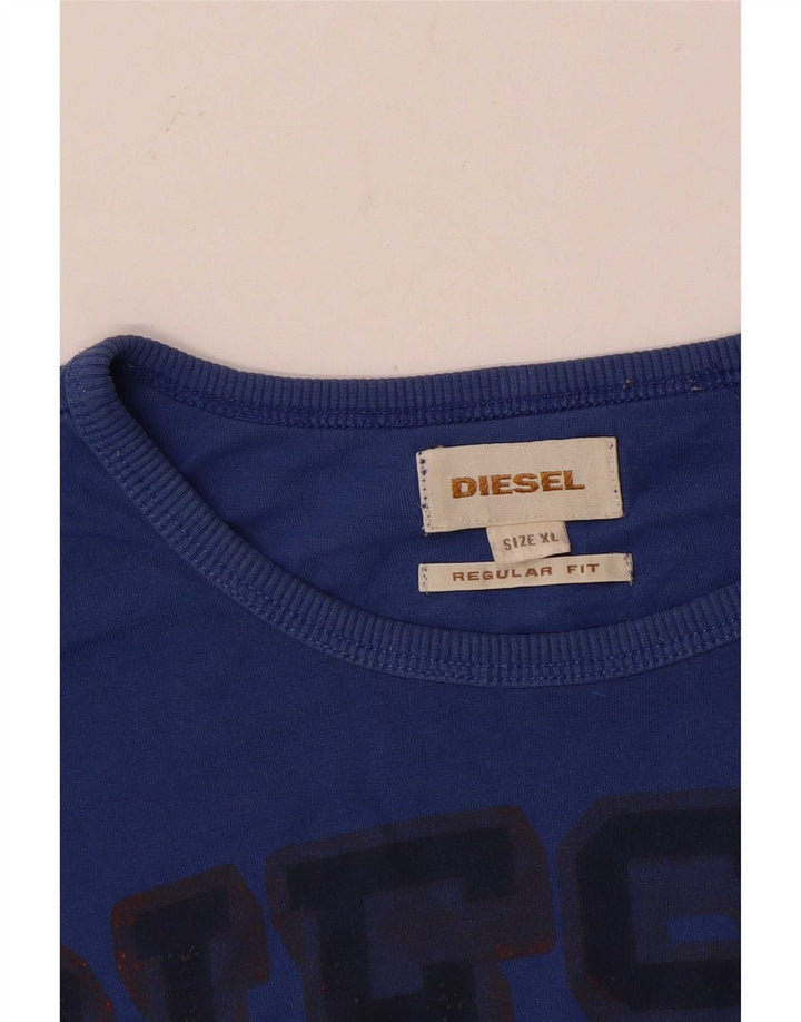 Męska koszulka z grafiką Diesel o regularnym kroju, XL niebieska