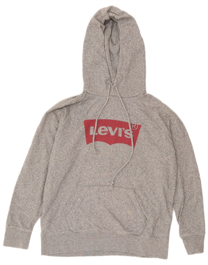 Męski sweter z kapturem i grafiką Levi's, średnioszary, bawełniany w cętki