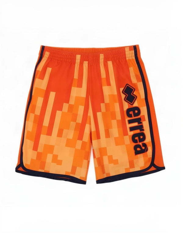 Errea Mens Graphic Sport Shorts Small Orange Geometric Polyester