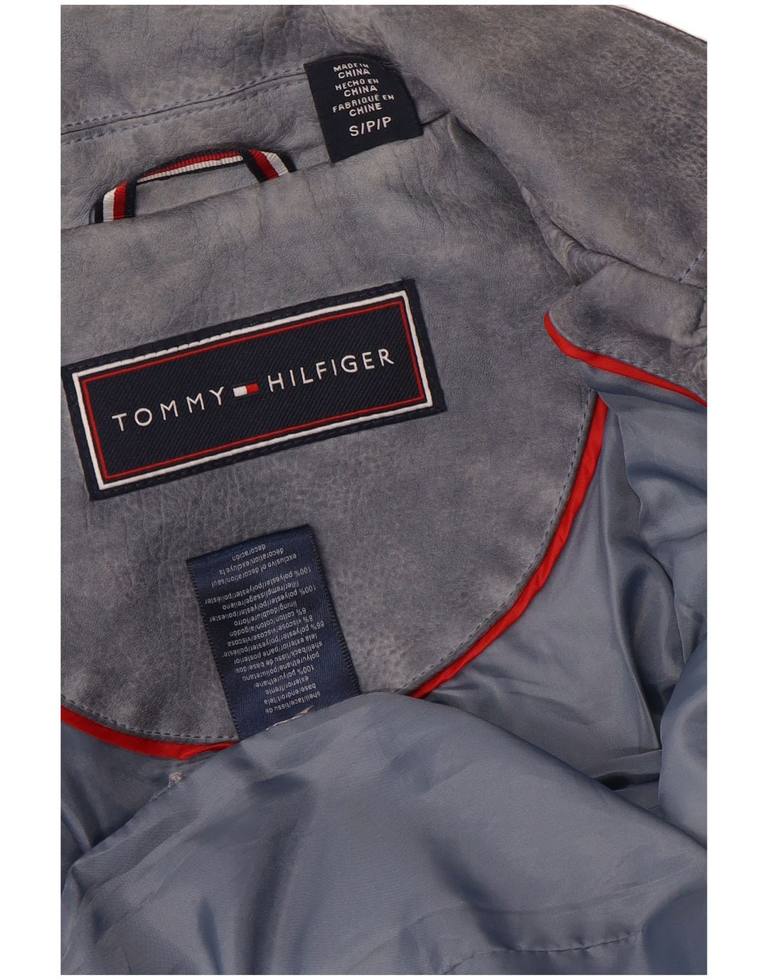 Damska kurtka motocyklowa ze sztucznej skóry Tommy Hilfiger UK 10, mała szara