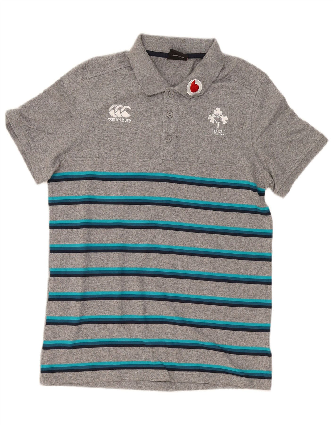Męska koszulka polo Canterbury z grafiką, mała, szara, bawełniana w paski