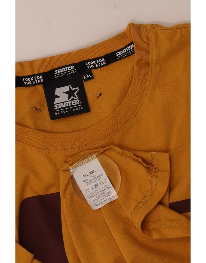 Męska koszulka z grafiką Starter Top 2XL Żółta bawełna
