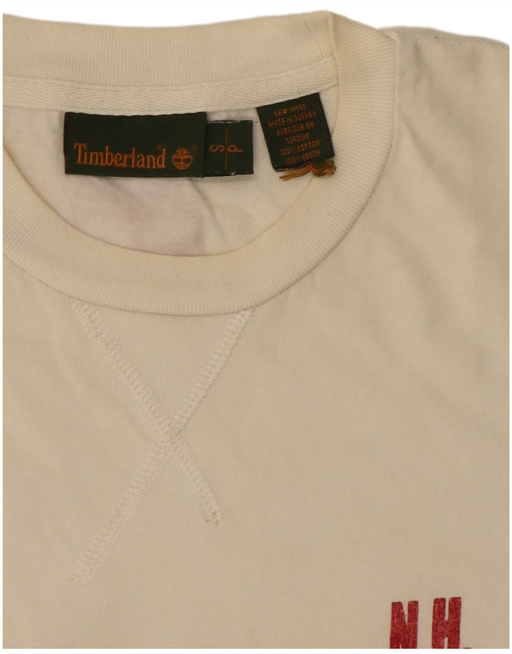 Męska koszulka z grafiką Timberland, mała, biała, bawełniana