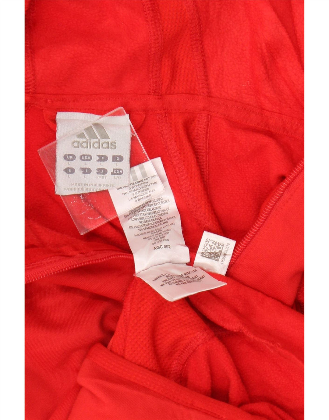 Damski sweter z kapturem i zamkiem błyskawicznym Adidas UK 14, duży, czerwony poliester