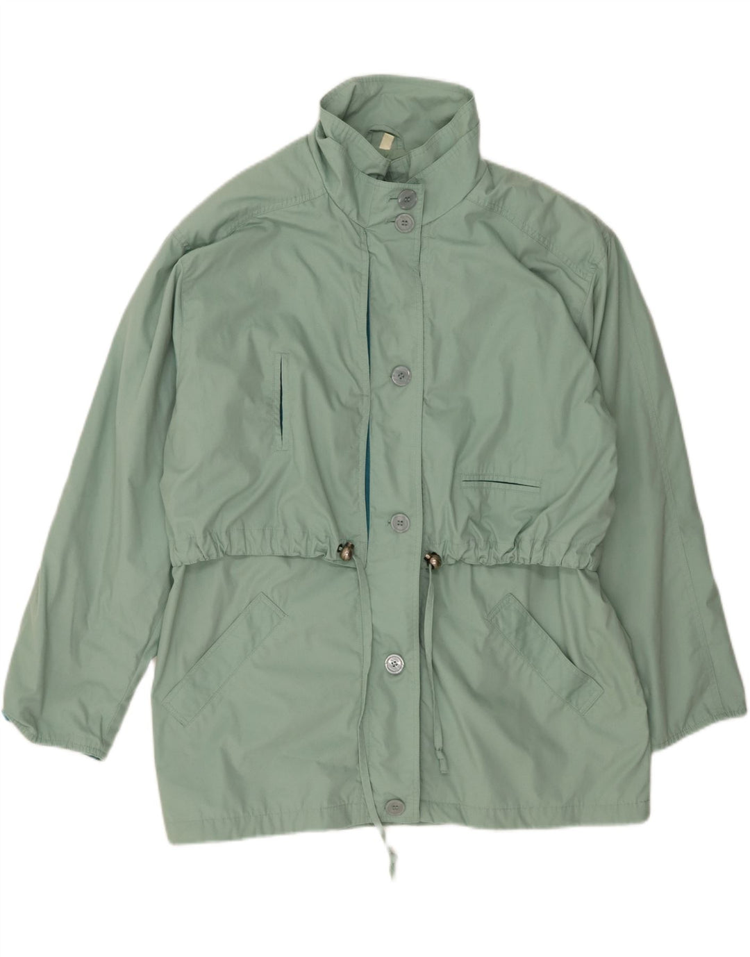 VINTAGE Womens Oversized Windbreaker Jacket UK 14 Large Green Polyester Vintage Vintage and Second-Hand Vintage from Messina Hembry 
