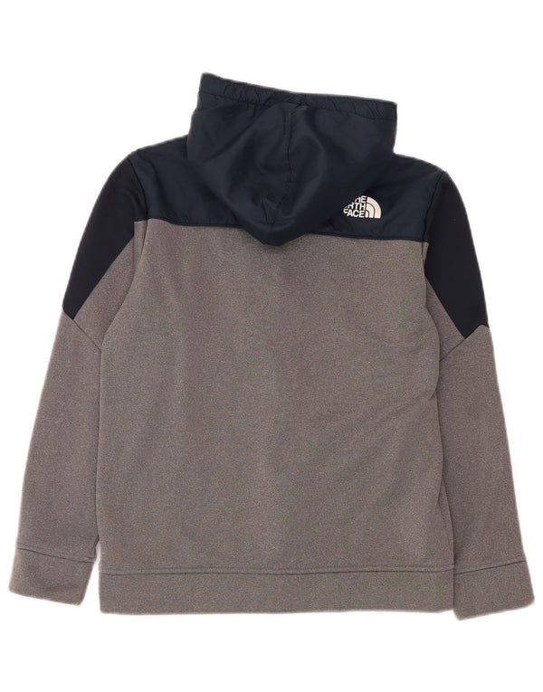 Chłopięcy sweter The North Face z kapturem i zamkiem, 11-12 lat, duży, szary, z blokami kolorów