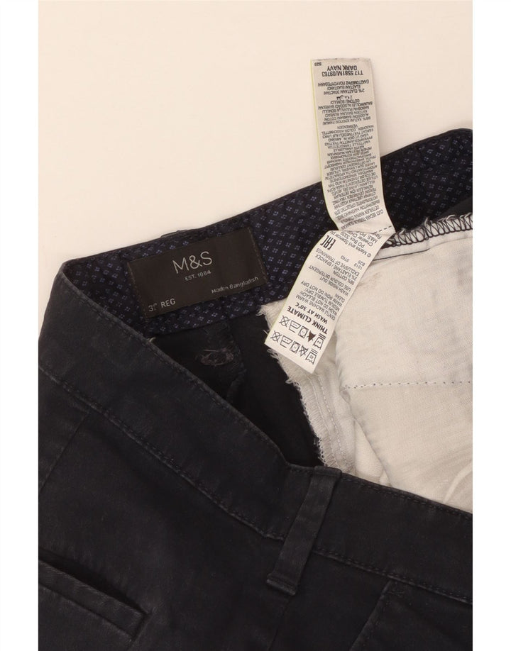 Męskie spodenki chino MARKS & SPENCER o regularnym kroju W32 Średni granatowy, bawełniany