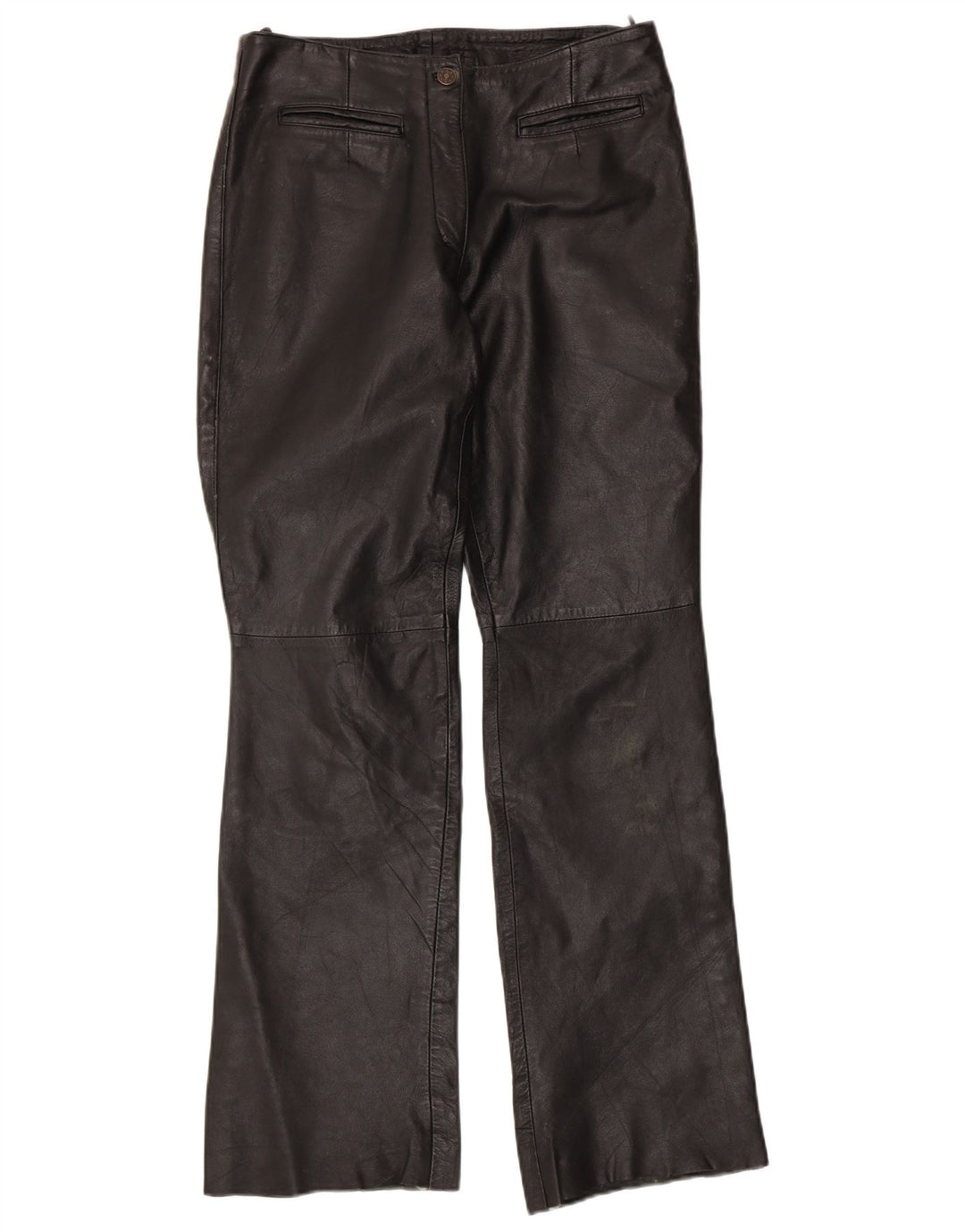 Spodnie damskie VINTAGE skórzane Bootcut UK 12 Medium W30 L32 czarne