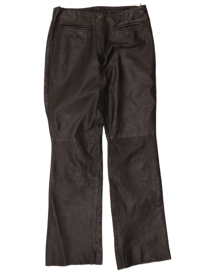 Spodnie damskie VINTAGE skórzane Bootcut UK 12 Medium W30 L32 czarne