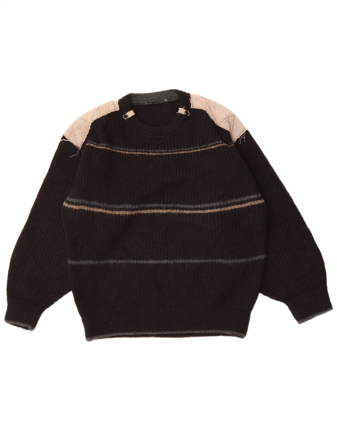 Męski sweter z okrągłym dekoltem w stylu vintage, kolor średnio czarny