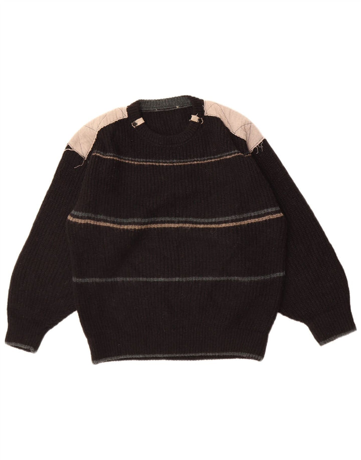 Męski sweter z okrągłym dekoltem w stylu vintage, kolor średnio czarny