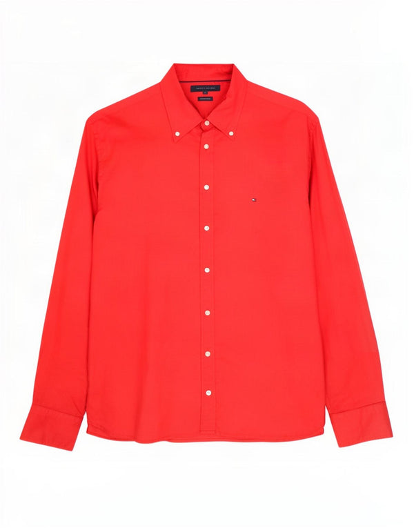 Tommy Hilfiger Mens Shirt XL Red Linen
