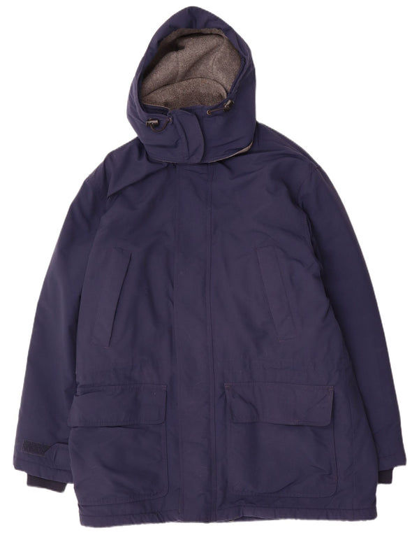 Lands End Mens Hooded Regular Fit Parka Jacket UK 38/40 Medium Navy Blue