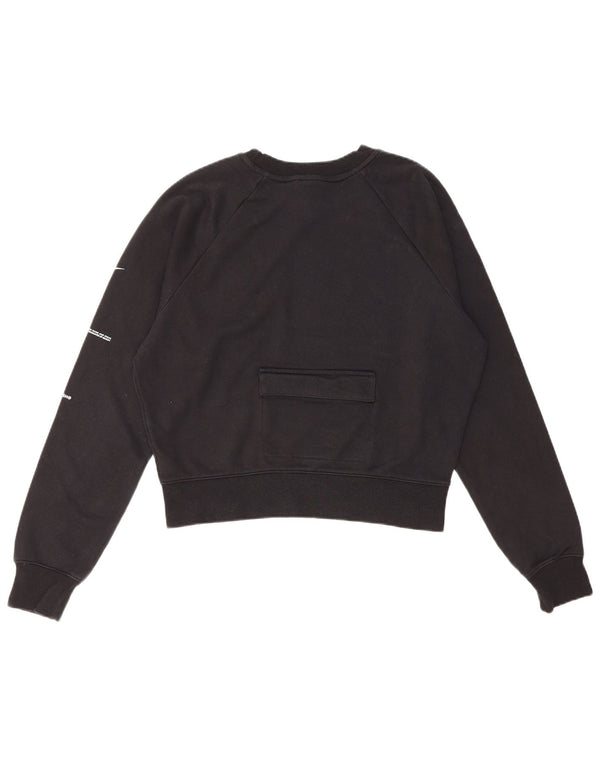 Nike Womens Swoosh Crop Oversized Sweatshirt Jumper UK 10 Small Black