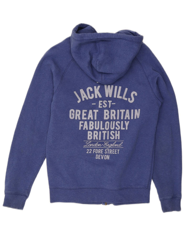 Jack Wills Męski sweter z kapturem i zamkiem błyskawicznym XS, niebieski, bawełniany