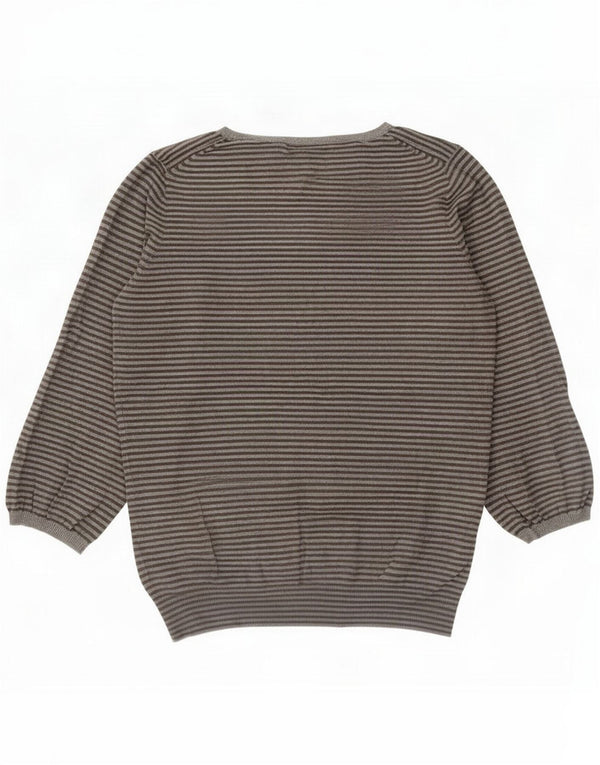 Marks & Spencer Damski sweter z dekoltem w łódkę UK 14 Średni szary w paski