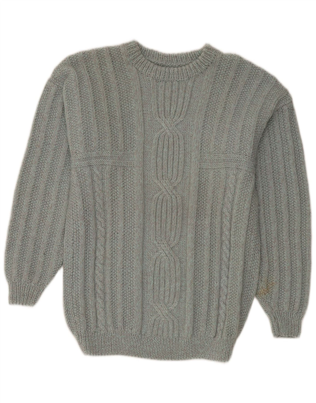 Męski sweter z okrągłym dekoltem w stylu vintage, średnio szary