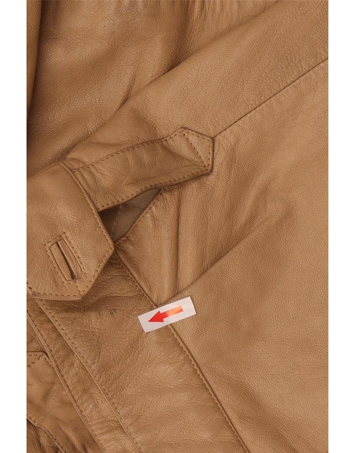 Vintage męska kurtka skórzana IT 52 XL beżowa