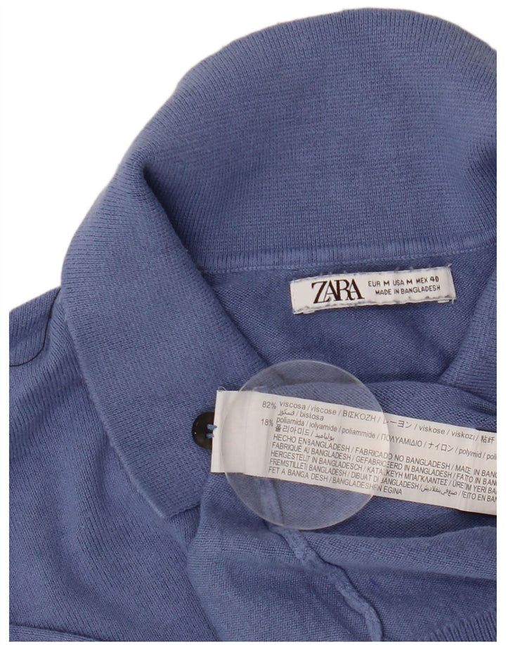 Męski sweter polo z krótkim rękawem Zara Średni niebieski wiskoza