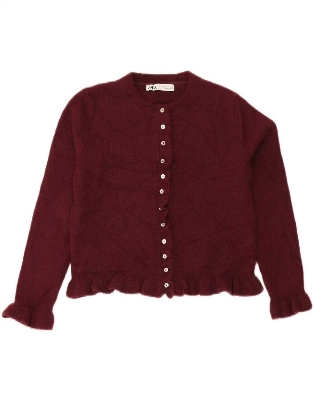 Damski sweter typu Crop Oversize Zara, UK 10, mały, bordowy poliester