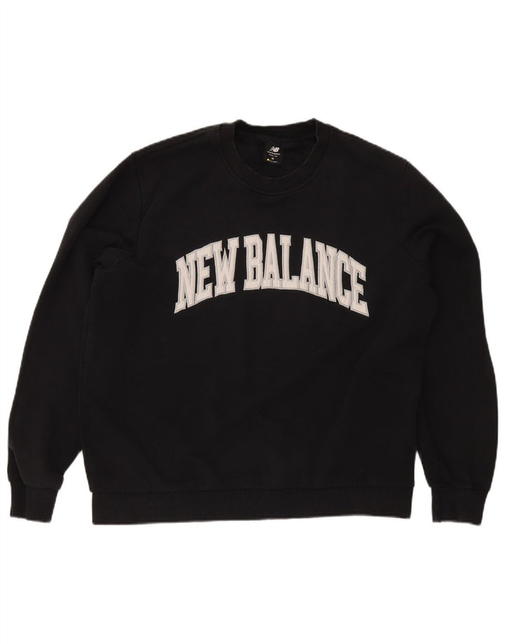 Męska bluza z grafiką New Balance, średnia czarna, bawełniana