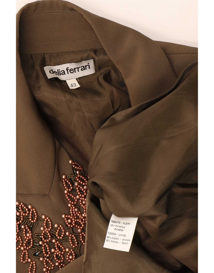 Damska marynarka zapinana na 2 guziki Delia Ferrari IT 43, średni khaki, poliester