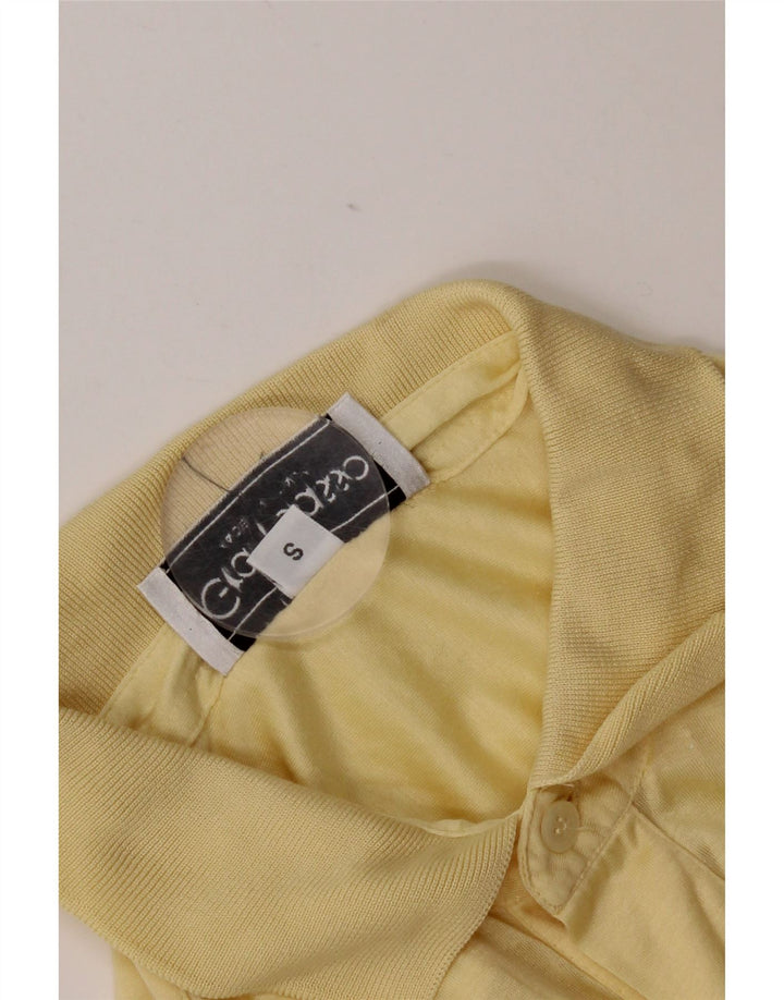 Męska koszulka polo w stylu vintage, mała, żółta, bawełniana
