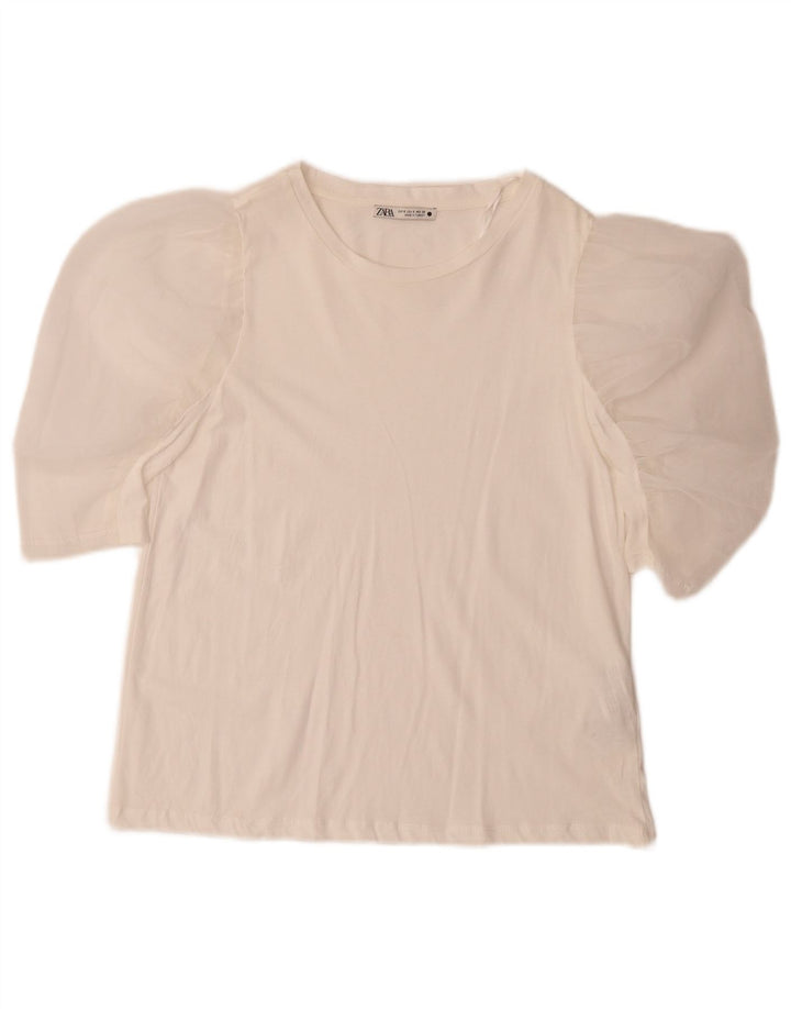 Bluzka damska Zara Top UK 10 Small White Cotton
