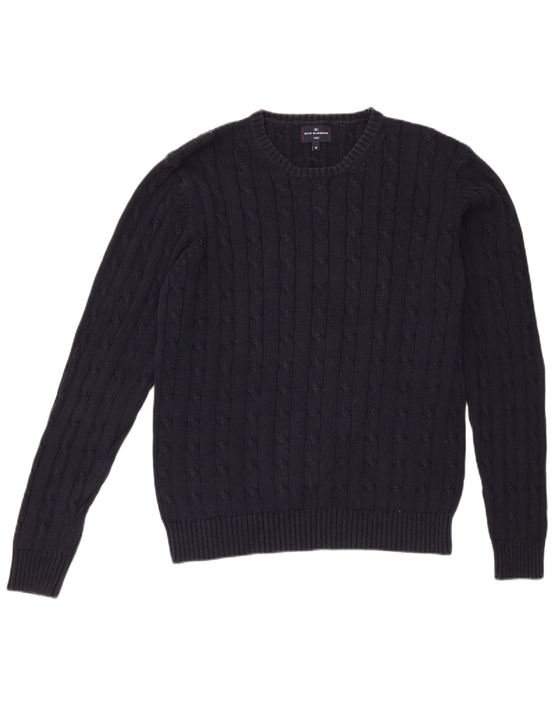 Marks & Spencer Męski sweter z okrągłym dekoltem w kolorze niebieskim, średni granatowy