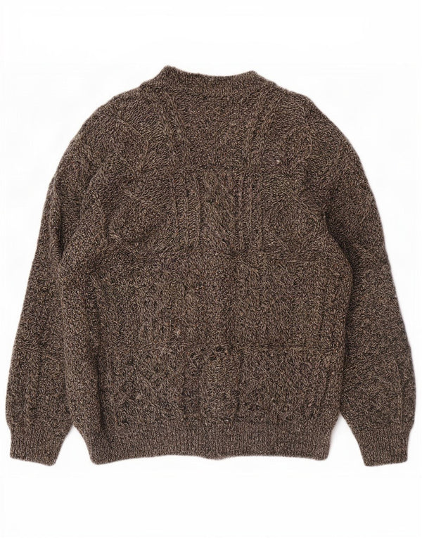 Vintage męski sweter rozpinany 2XL szara wełniana nakrapiana