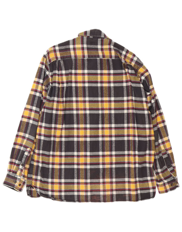 PAUL SMITH Męska koszula flanelowa w kratkę, rozmiar 43/44 XL, czarna, bawełniana w kratę