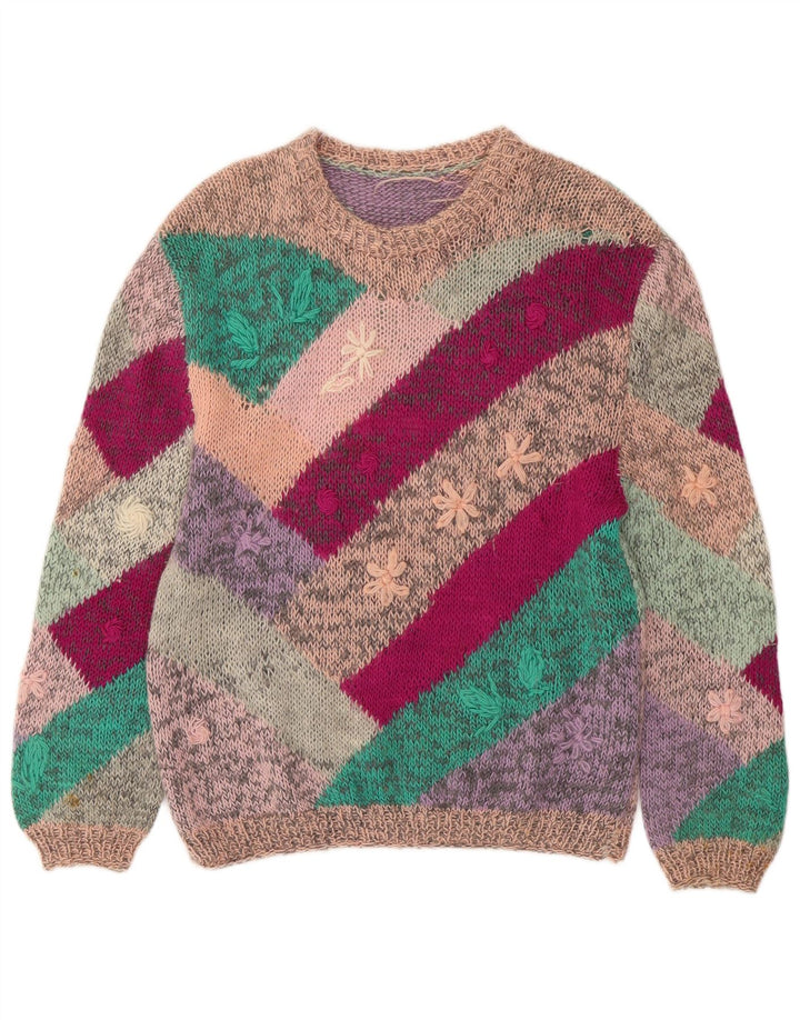 Sweter damski VINTAGE z dekoltem w łódkę UK 18 XL, wielobarwny w kwiaty