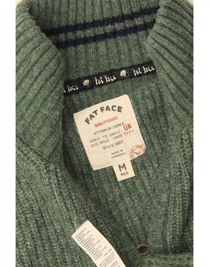 Męski sweter z zamkiem błyskawicznym Fat Face, średni zielony akryl
