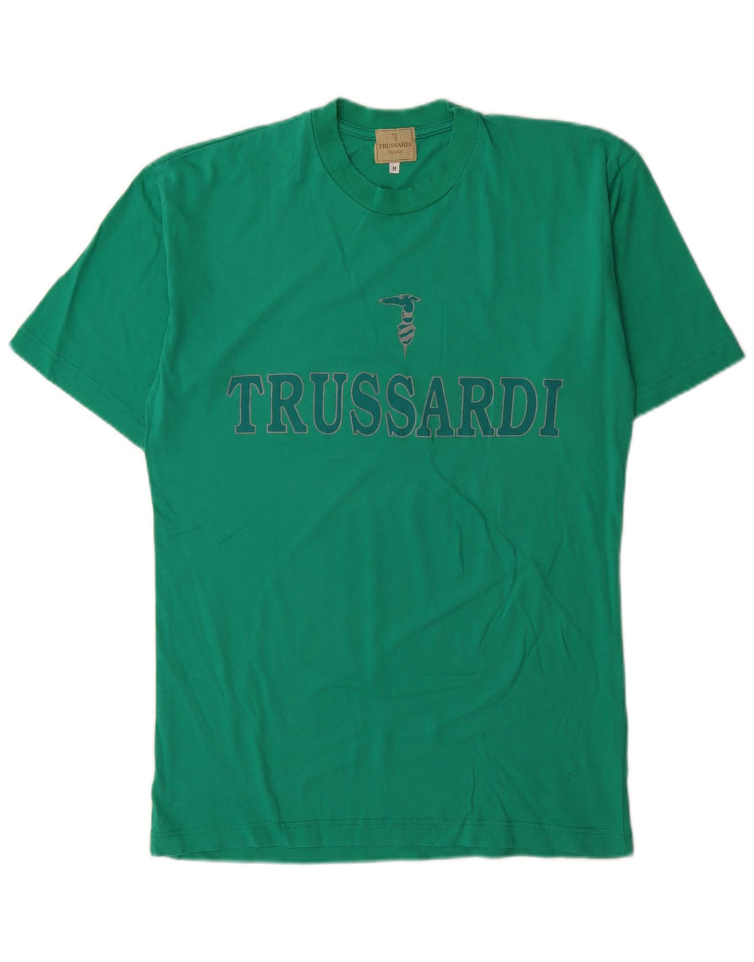 Męska koszulka z grafiką Trussardi Top, średnia, zielona bawełna