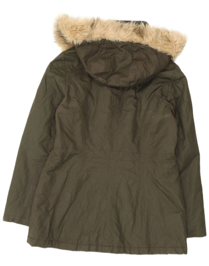 Damska kurtka parka z kapturem Marks & Spencer UK 12, średnia bawełna khaki