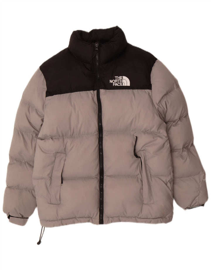 Męska ocieplana kurtka THE NORTH FACE UK 36, mała, szara, z blokami kolorów, poliester