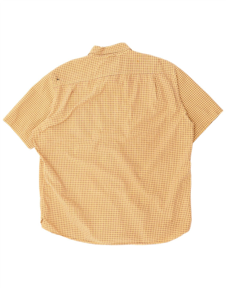 EDDIE BAUER Mens Short Sleeve Shirt Large Beige Check