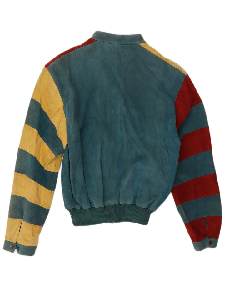 Damska kurtka bomberka w stylu vintage EU 36, mała, zielona, z blokami kolorów