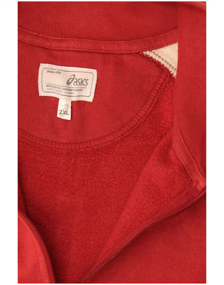 Męska bluza ASICS z zamkiem błyskawicznym, 2XL, bawełniana w kolorze czerwonym