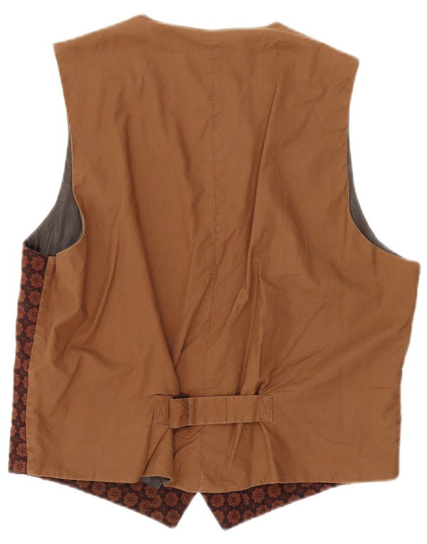 Vintage Mens Waistcoat IT 50 Medium Brown Floral