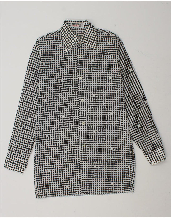 VINTAGE Mens Shirt Medium White Geometric Vintage Vintage and Second-Hand Vintage from Messina Hembry 