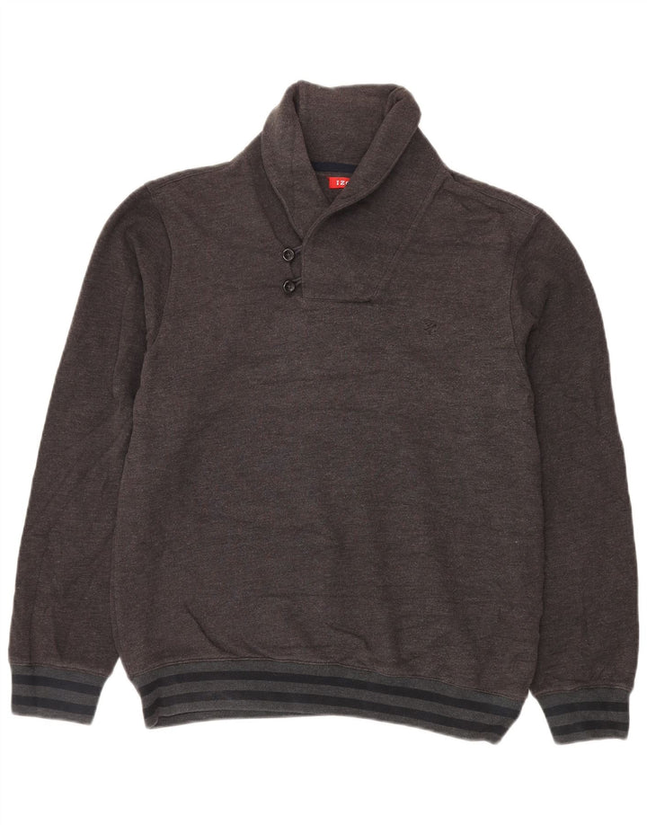IZOD Męski sweter z szalowym dekoltem, średnioszary, bawełniany