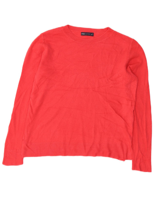 Marks & Spencer Womens Crew Neck Jumper Sweater UK 14 Medium Pink Acrylic